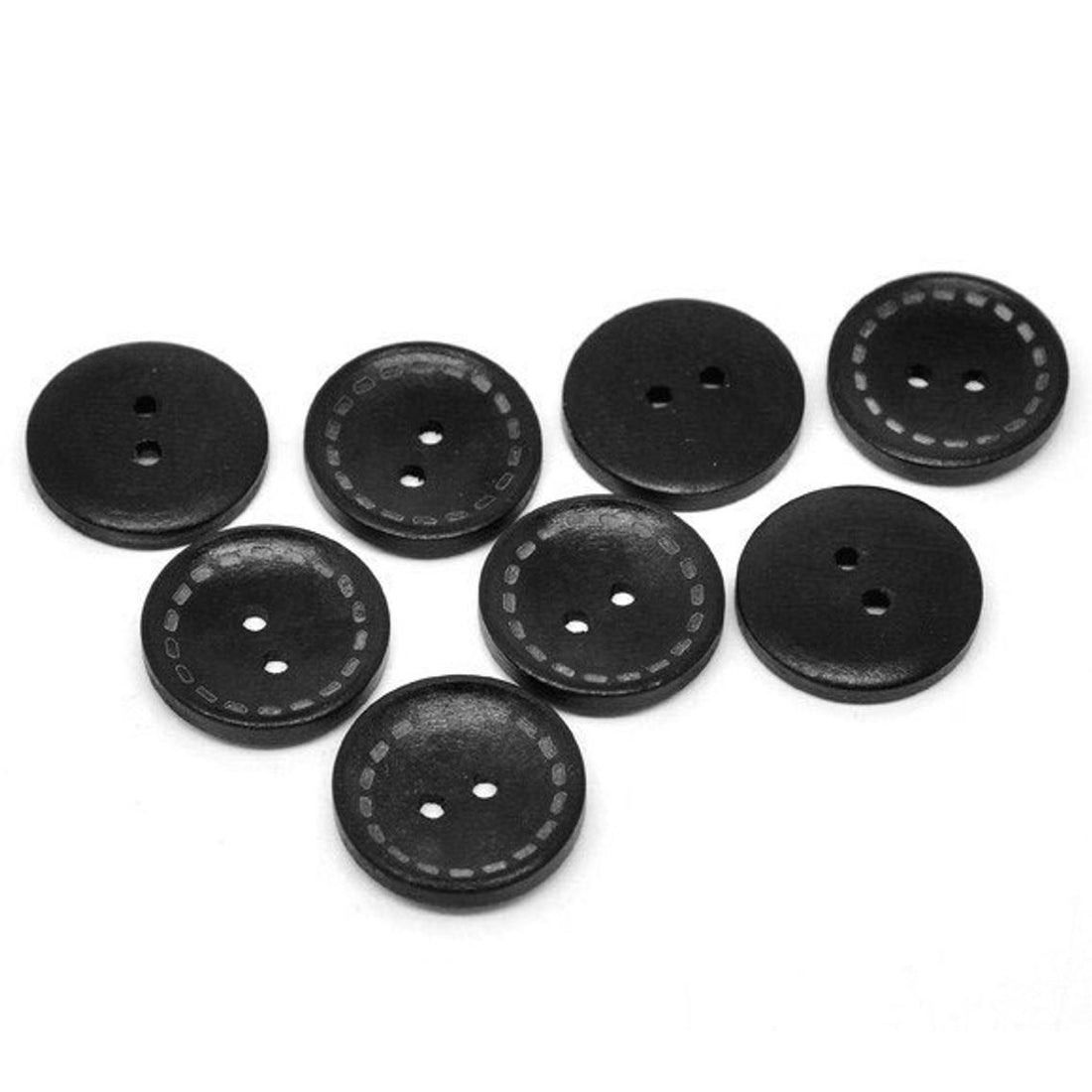4 Black wood button with dotted Line 25m