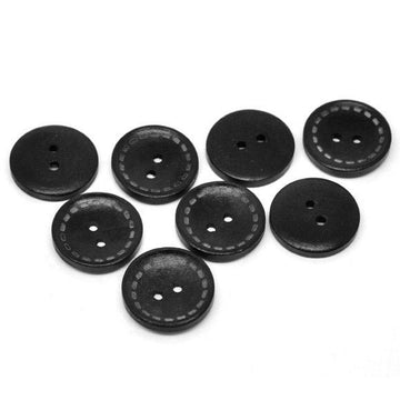 4 Black wood button with dotted Line 25m
