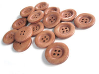 6 boutons de bois auburn 23mm