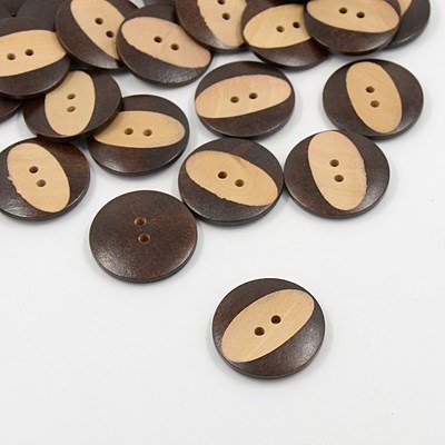 Carved Wooden Sewing Buttons 30mm - set of 6 wood buttons
