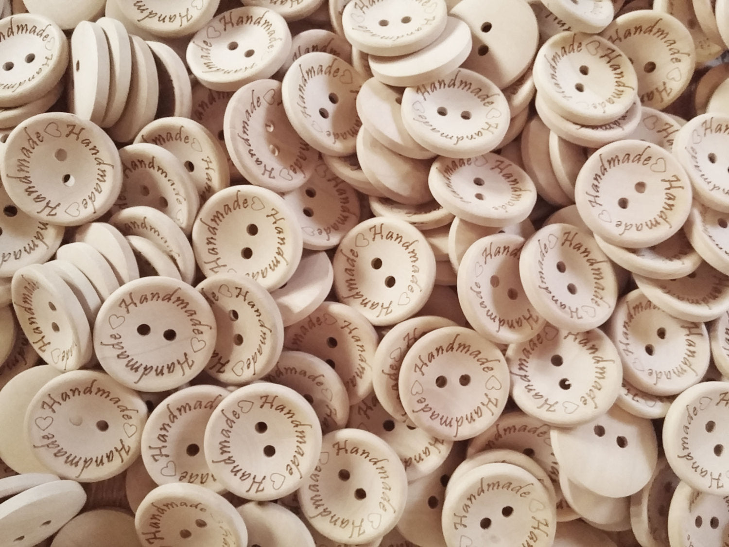 4 Natural unfinished wood button with handmade logo engraved