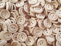 4 Natural unfinished wood button with handmade logo engraved
