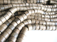 10 Large Taupe Wooden Beads - Wheels Greywood Beads 10x15mm