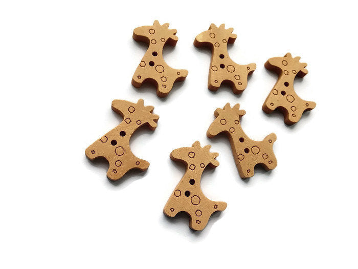 Giraffe Wooden Buttons Set of 6