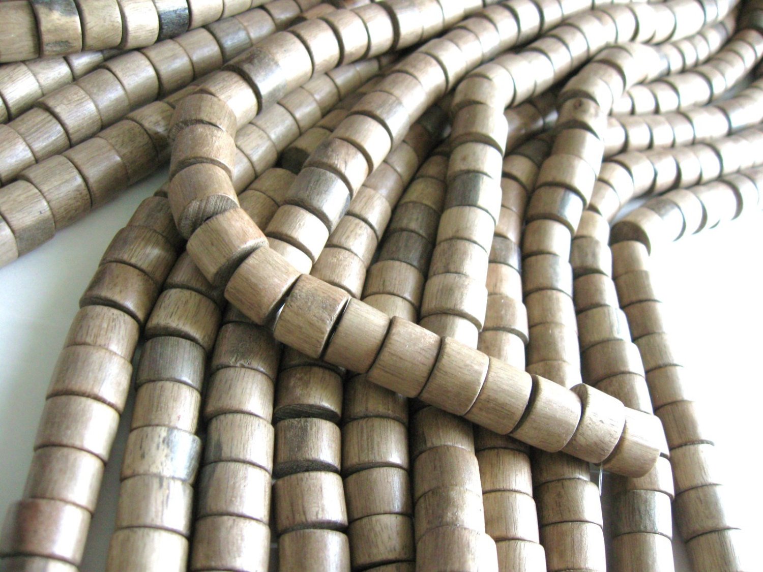 10 Large Taupe Wooden Beads - Wheels Greywood Beads 10x15mm