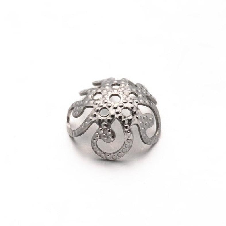 10 Flower bead caps hypoallergenic stainless steel 8mm beadcaps