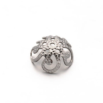 10 Flower bead caps hypoallergenic stainless steel 8mm beadcaps