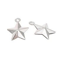 5 Pendentifs étoiles 3D en acier inoxydable 15mm