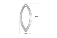 2 Pendentifs ovale pointu en acier inoxydable 35mm
