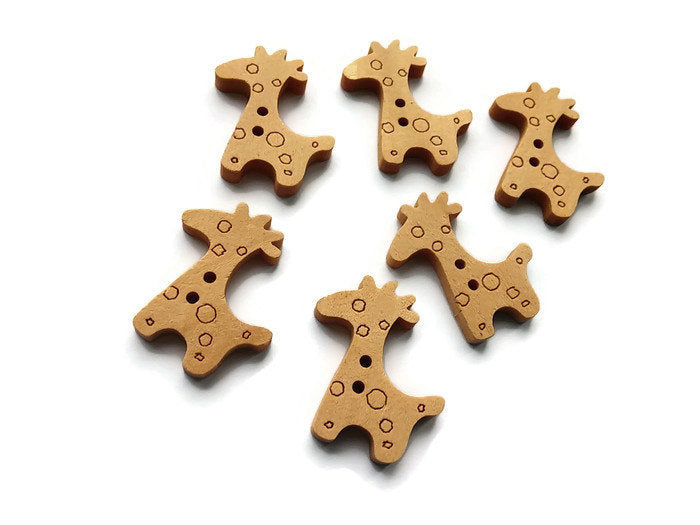 Giraffe Wooden Buttons Set of 6