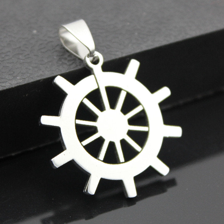 1 Ship wheel pendant stainless steel hypoallergenic