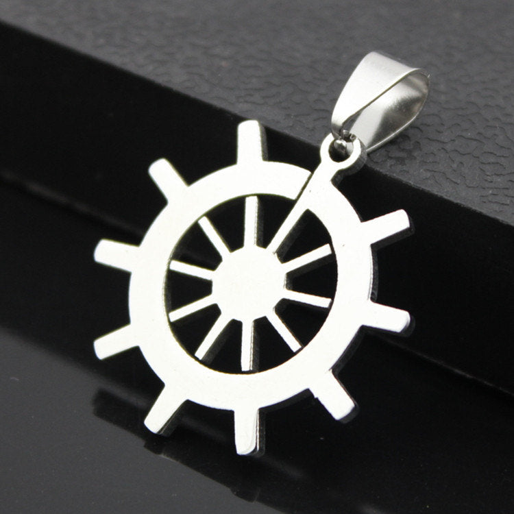 1 Ship wheel pendant stainless steel hypoallergenic