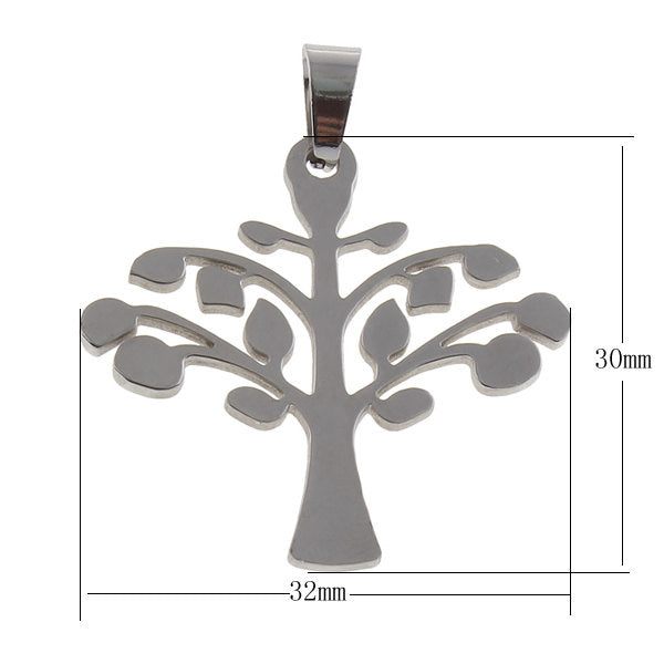 Pendentif arbre en acier inoxydable hypoallergénique