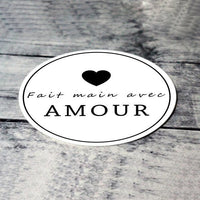 Fait main avec amour printable tags - One and half inch round - Digital collage sheet