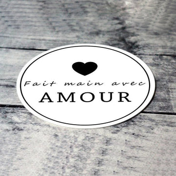Fait main avec amour printable tags - One and half inch round - Digital collage sheet