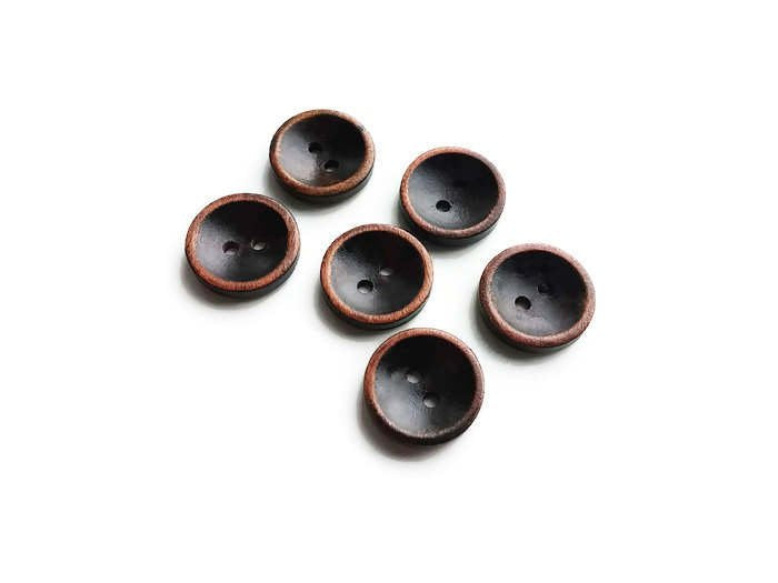 Brown Button 15mm - set of 6 wood buttons