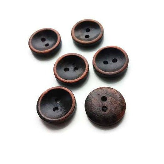 Brown Button 15mm - set of 6 wood buttons