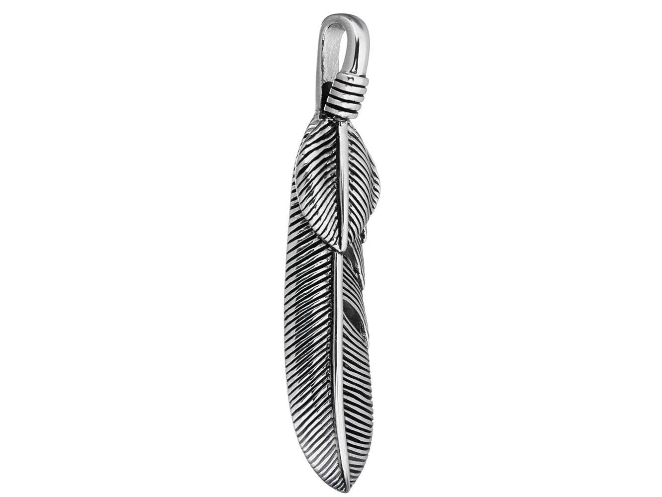 Native Feather pendant stainless steel 60mm blacken charm