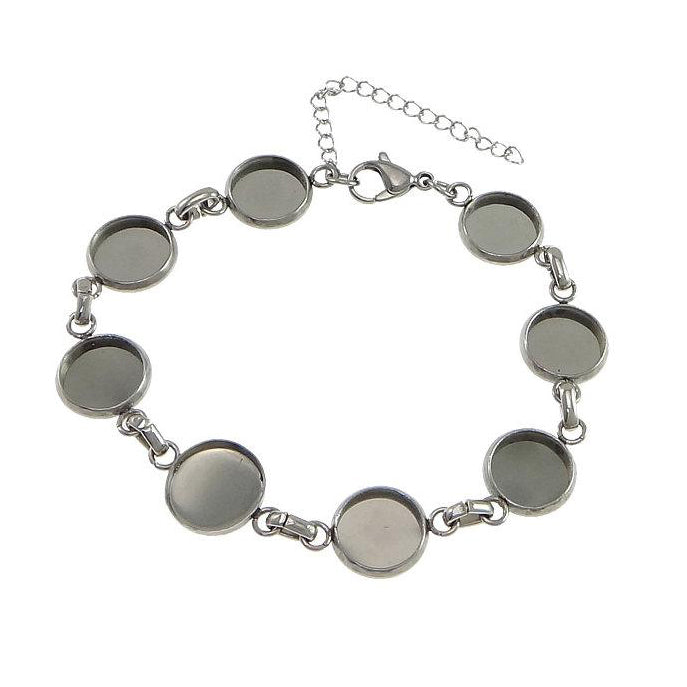 1 Stainless Steel Bracelet with 10mm cameo settings - Cabochon bracelet blank bezel with Extender