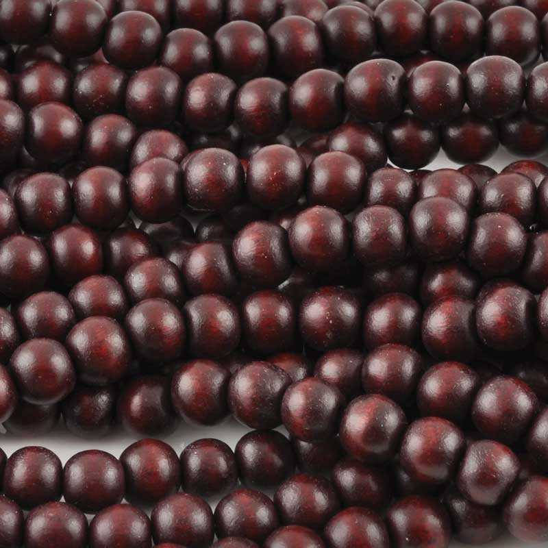Burgundy 6mm or 8mm wood round beads 16 inch strand