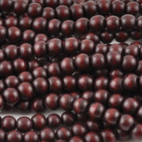 Burgundy 6mm or 8mm wood round beads 16 inch strand