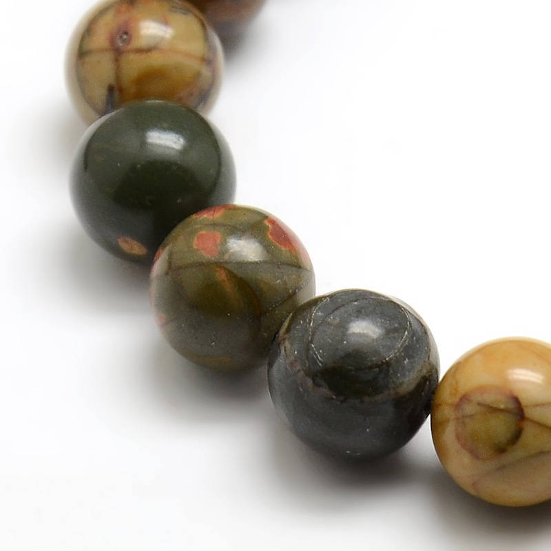 Natural Picasso Stone Beads Colorful Round - 10mm