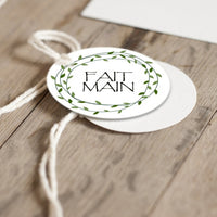 Tags "FAIT MAIN" with leaves - One and half inch round tags images - Digital Collage Sheet