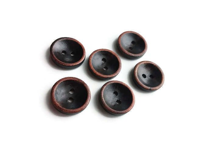 Bouton de bois marron de 1.5cm - ensemble de 6 boutons