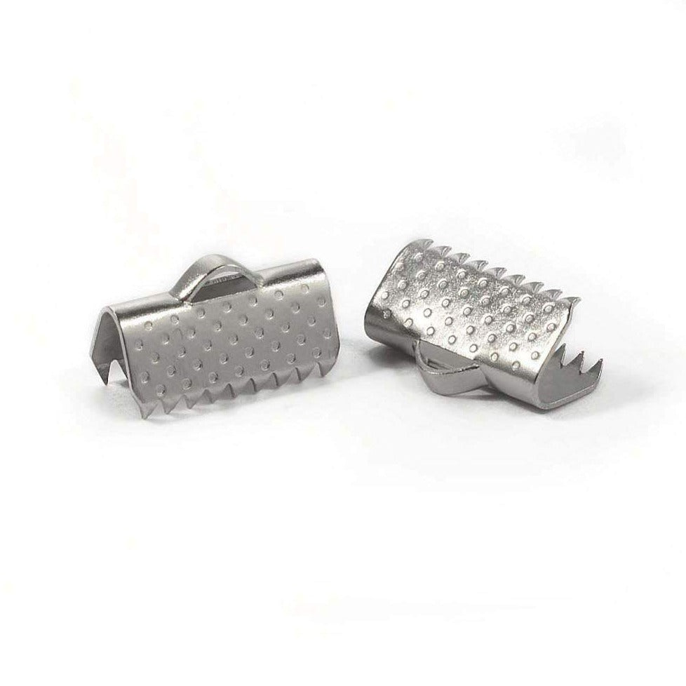 10 Stainless steel textured ribbon ends 8, 13, 15 or 20mm