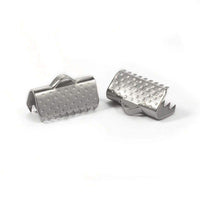 10 Stainless steel textured ribbon ends 8, 13, 15 or 20mm