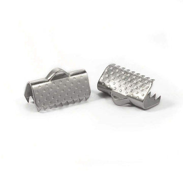 10 Stainless steel textured ribbon ends 8, 13, 15 or 20mm