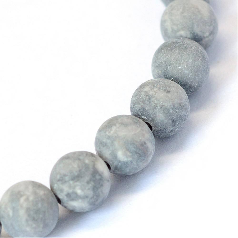 Pierres Naturelles Givrées Picasso Rondes 4, 6 ou 8mm - Gris