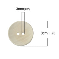 Unfinished wooden sewing buttons 20, 30, 35 or 40mm large buttons - set of 2