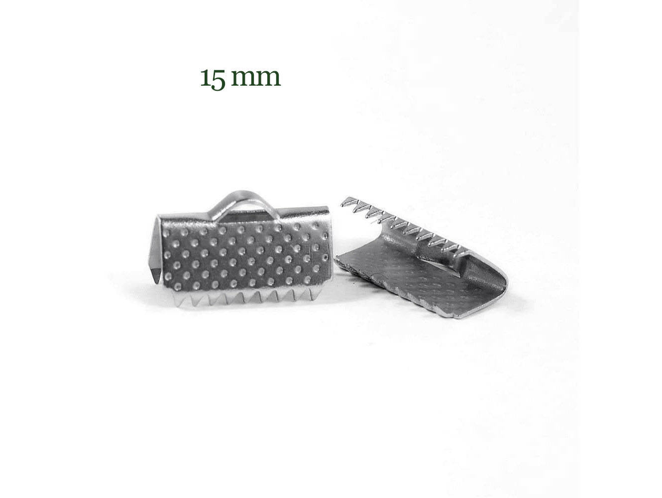 10 Stainless steel textured ribbon ends 8, 13, 15 or 20mm
