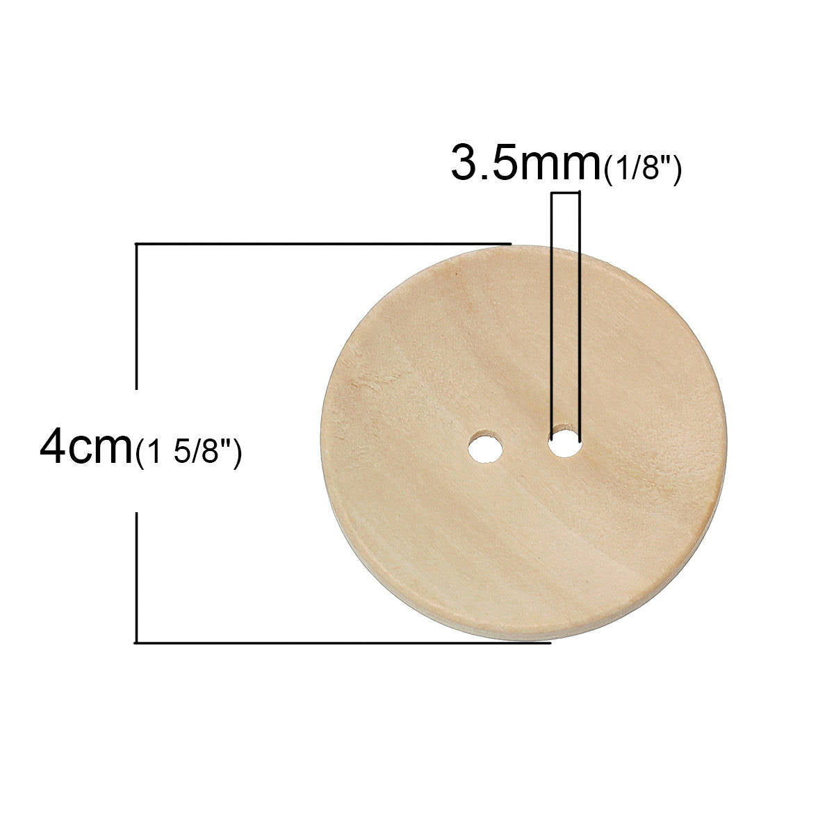 Unfinished wooden sewing buttons 20, 30, 35 or 40mm large buttons - set of 2