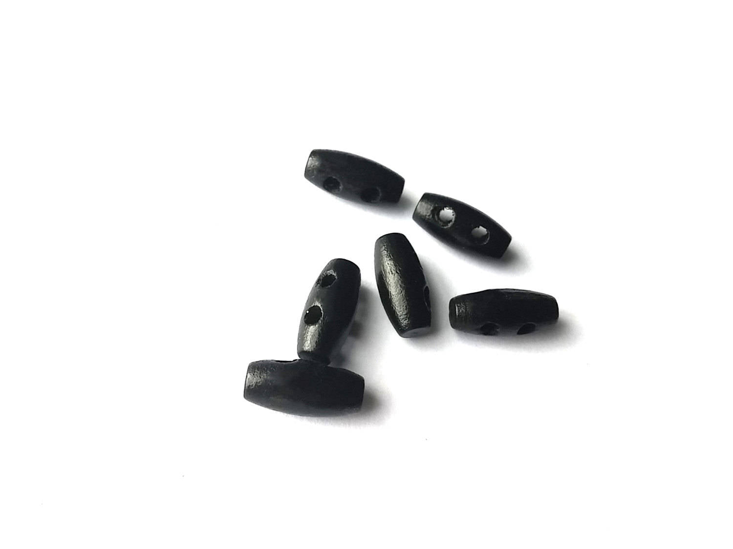 6 tiny wooden Toggle Buttons 15mm - Gold, brown, black or white