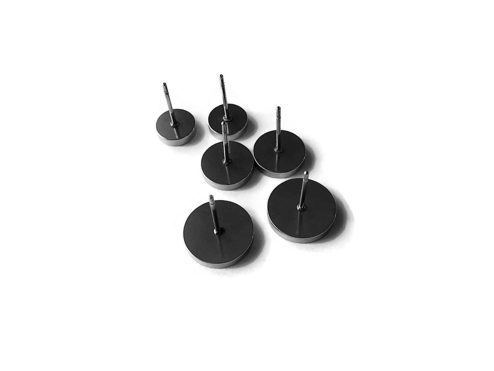 10 Stainless steel ear stud cabochon settings - fits 6, 8, 10 or 12mm cabochons