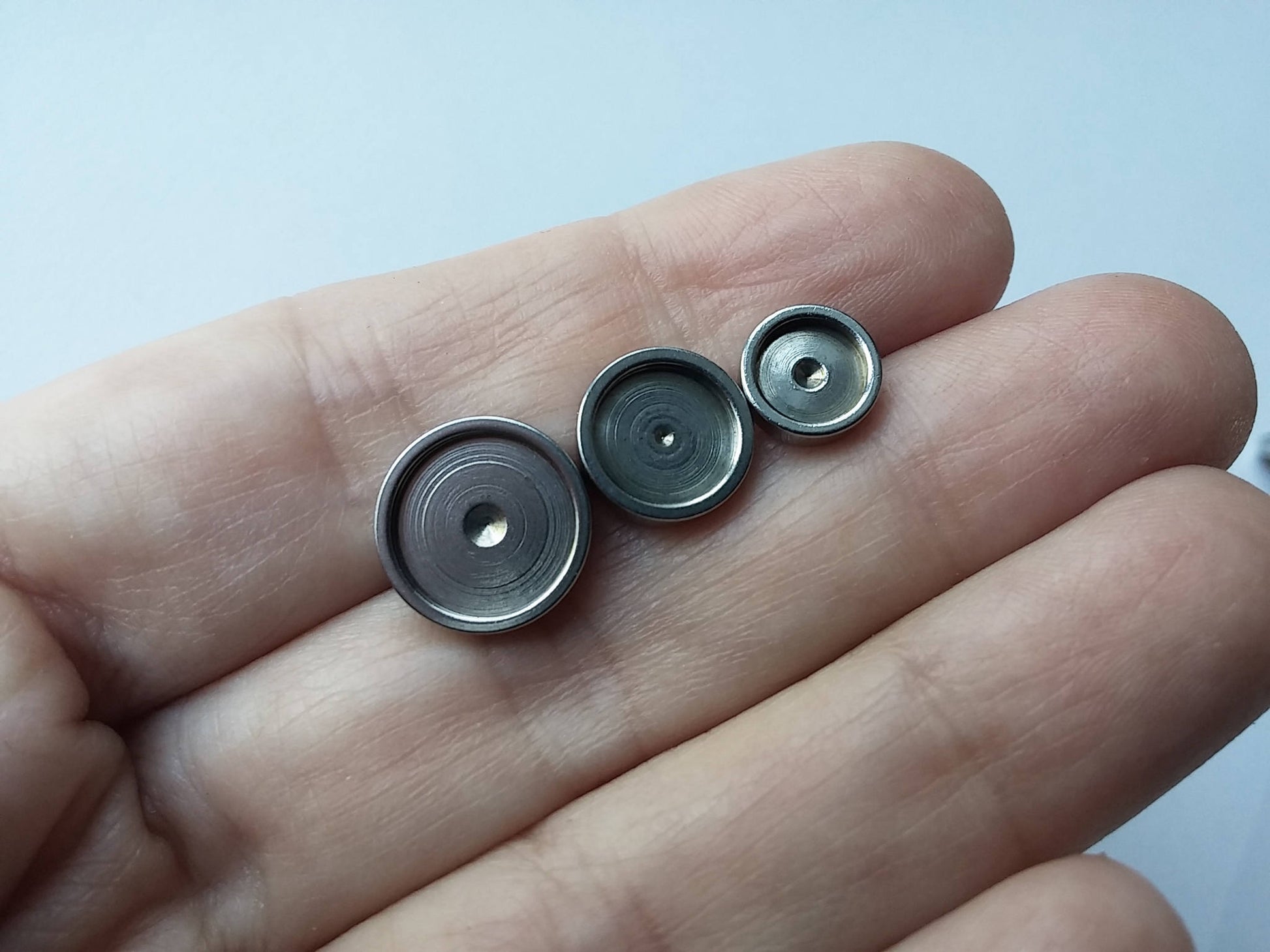 10 Stainless steel ear stud cabochon settings - fits 6, 8, 10 or 12mm cabochons