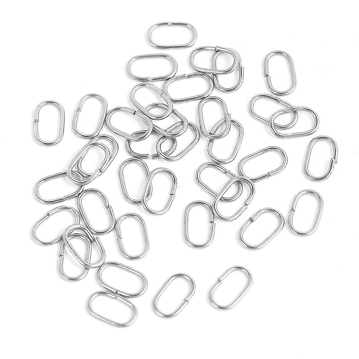 Anneau ovale argent hypoallergénique en acier inoxidable 7mm, 8mm ou 10mm, lot de 10pcs