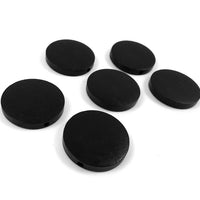 6 black flat round coin wooden beads