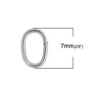 Anneau ovale argent hypoallergénique en acier inoxidable 7mm, 8mm ou 10mm, lot de 10pcs