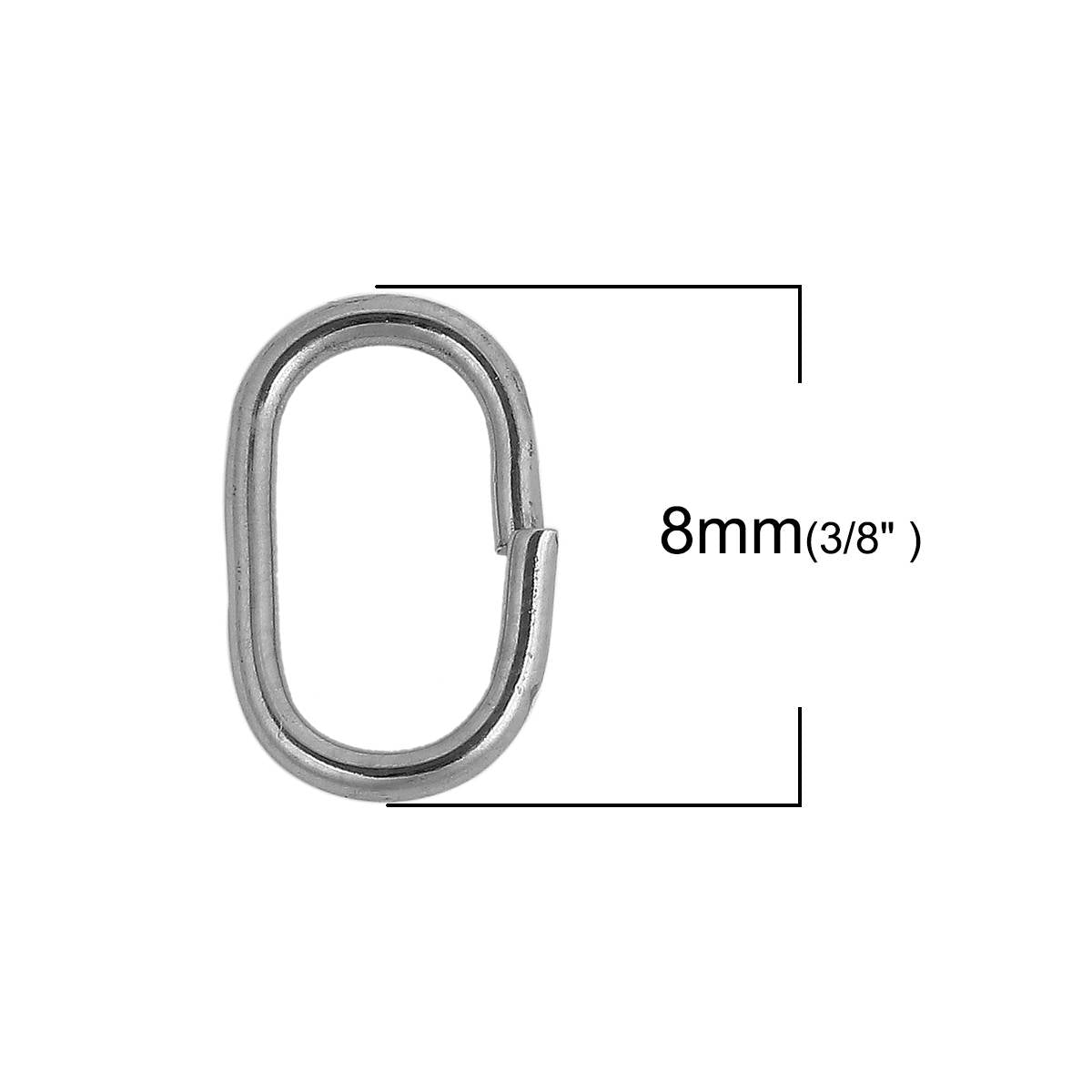 Anneau ovale argent hypoallergénique en acier inoxidable 7mm, 8mm ou 10mm, lot de 10pcs