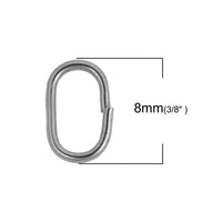 Anneau ovale argent hypoallergénique en acier inoxidable 7mm, 8mm ou 10mm, lot de 10pcs