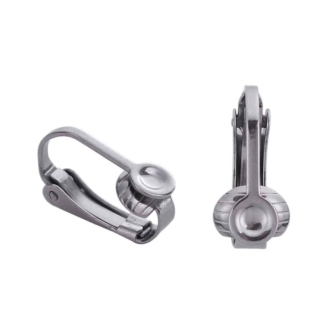 2pcs (1 pair) Stainless Steel Clip On Earring Findings with Pad
