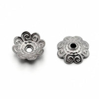 10 Flower bead caps hypoallergenic stainless steel 11mm beadcaps