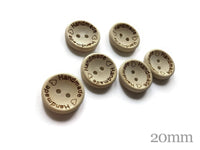 4 Natural unfinished wood button with handmade logo engraved