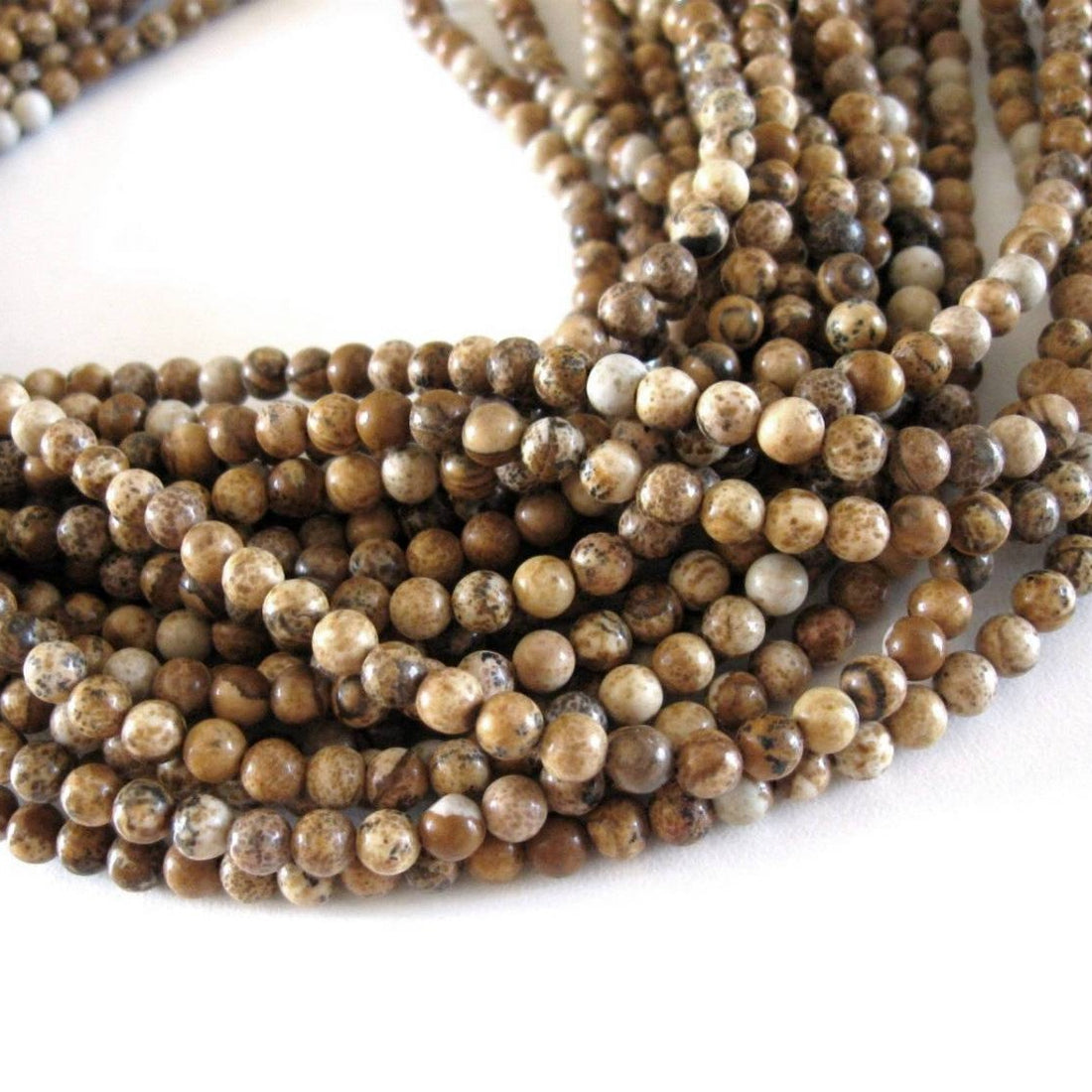 Natural Picture Jasper Stone Beads Strands 4mm Round