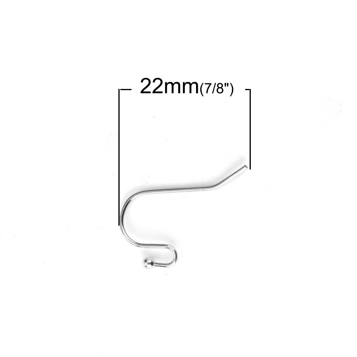 50 pièces (25 paires) crochets pour boucle d'oreille en acier inoxydable hypoallergénique 22mm