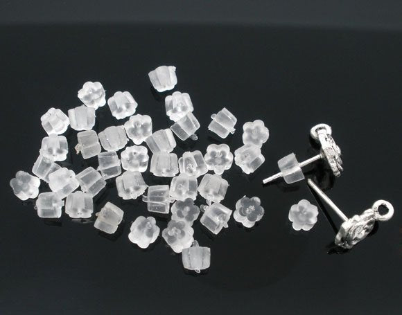 200 Rubber Flower Style Ear Nut, 4x4mm