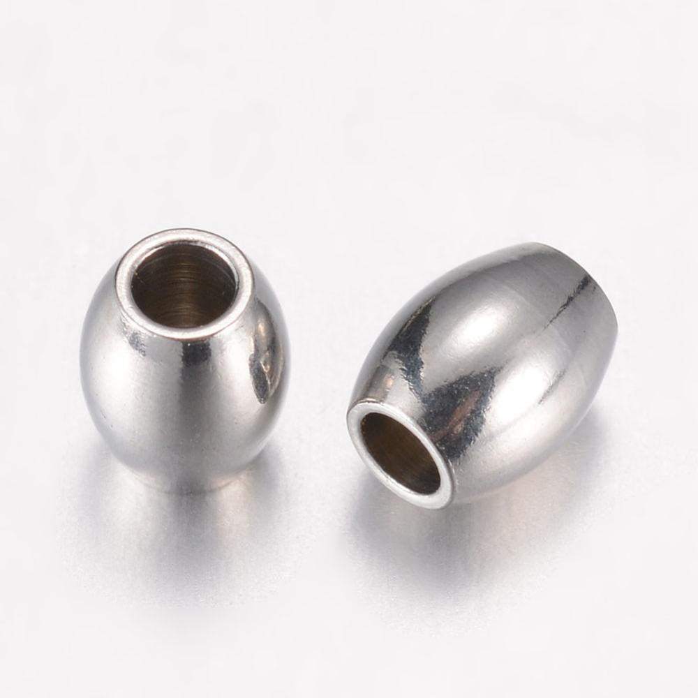 10 Stainless Steel Oval Beads 5, 6 or 8mm
